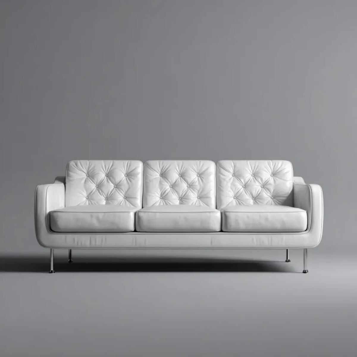 Sofa trzyosobowa ze skóry syntetycznej biała 210 x 85 x 82 cm