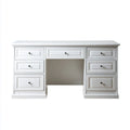 Białe biurko gabinetowe z lakierowanej płyty MDF, 140 x 60 x 75 cm, 7 szuflad
