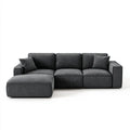 Ciemnoszara sofa narożna w kształcie L z lewostronnym szezlongiem, tapicerka poliestrowa, 280 × 160 × 85 cm