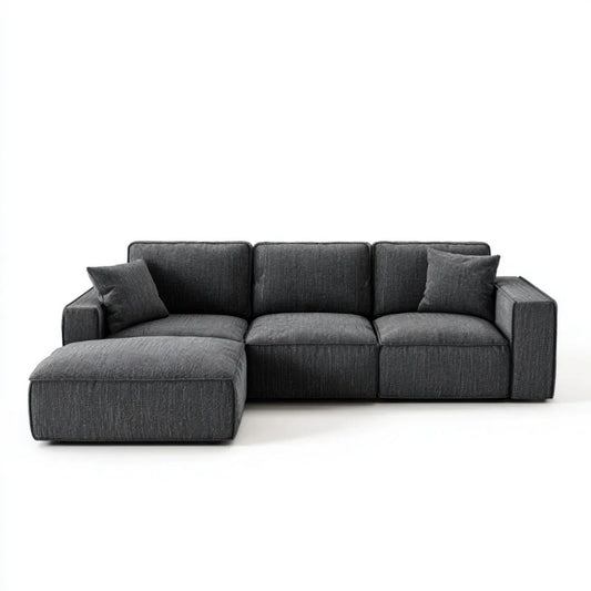 Ciemnoszara sofa narożna w kształcie L z lewostronnym szezlongiem, tapicerka poliestrowa, 280 × 160 × 85 cm