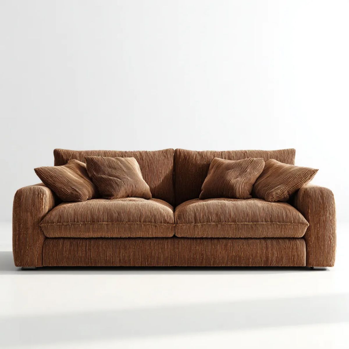 Sofa 3-osobowa brązowa, sztruksowa, 220 × 95 × 85 cm