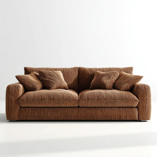 Sofa 3-osobowa brązowa, sztruksowa, 220 × 95 × 85 cm