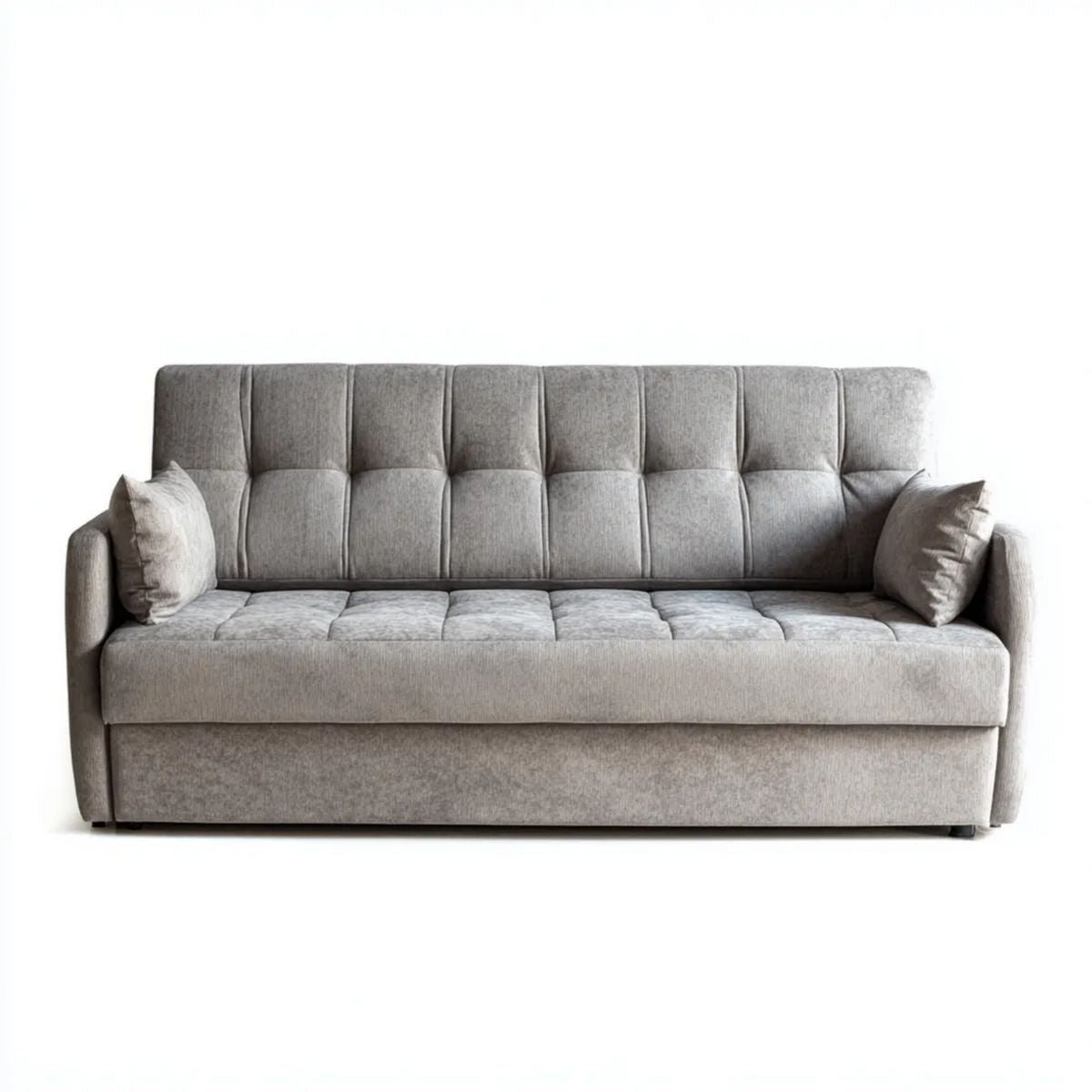 Trzyosobowa sofa rozkładana z poliestru, szara, 220 x 90 x 90 cm