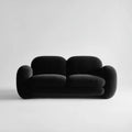 Czarna dwuosobowa sofa z tapicerką boucle, zaokrąglona, 180 × 95 × 75 cm