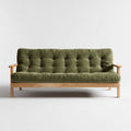 Trzyosobowa sofa oliwkowozielona z poliestru na drewnianej ramie, 200 x 80 x 78 cm