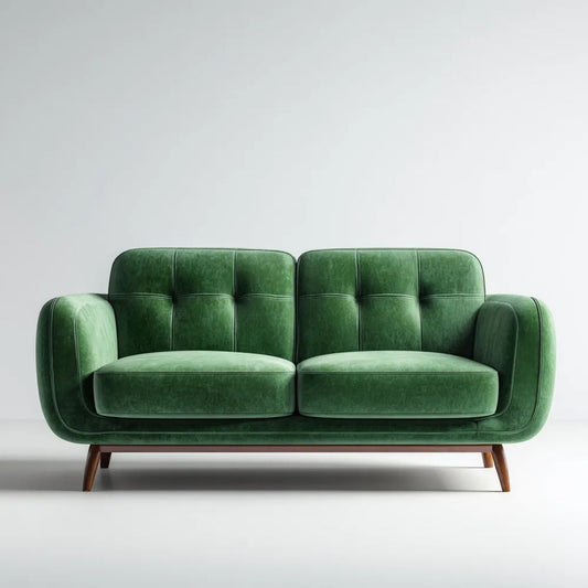 Dwuosobowa sofa aksamitna zielona z drewnianymi nogami, 160 x 85 x 82 cm