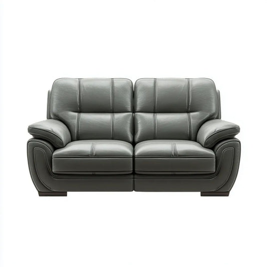 Dwuosobowa sofa skórzana szara 170 × 92 × 98 cm