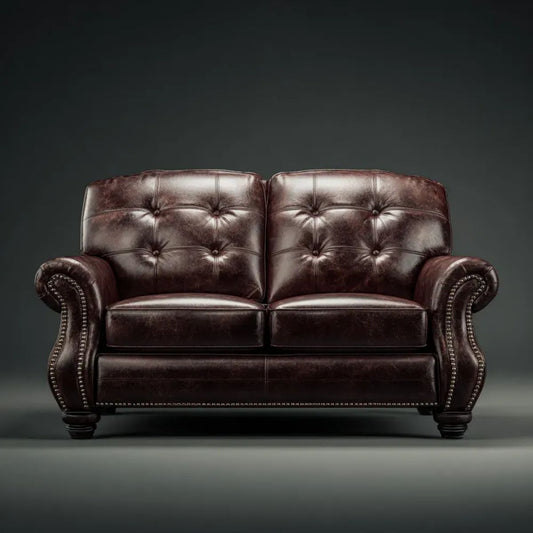 Dwuosobowa sofa z tapicerką z PU, ciemnobrązowa, 160 × 90 × 92 cm
