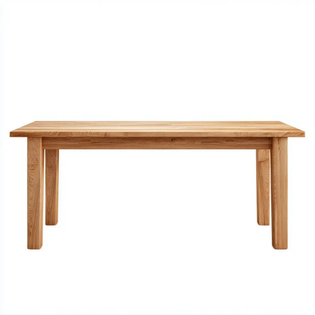 Prostokątny stół do jadalni z litego drewna dębowego, naturalny, 180 x 90 x 75 cm