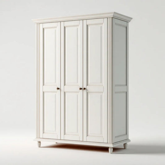 Trzydrzwiowa szafa ubraniowa z lakierowanej płyty MDF, kremowa, 150 × 60 × 210 cm