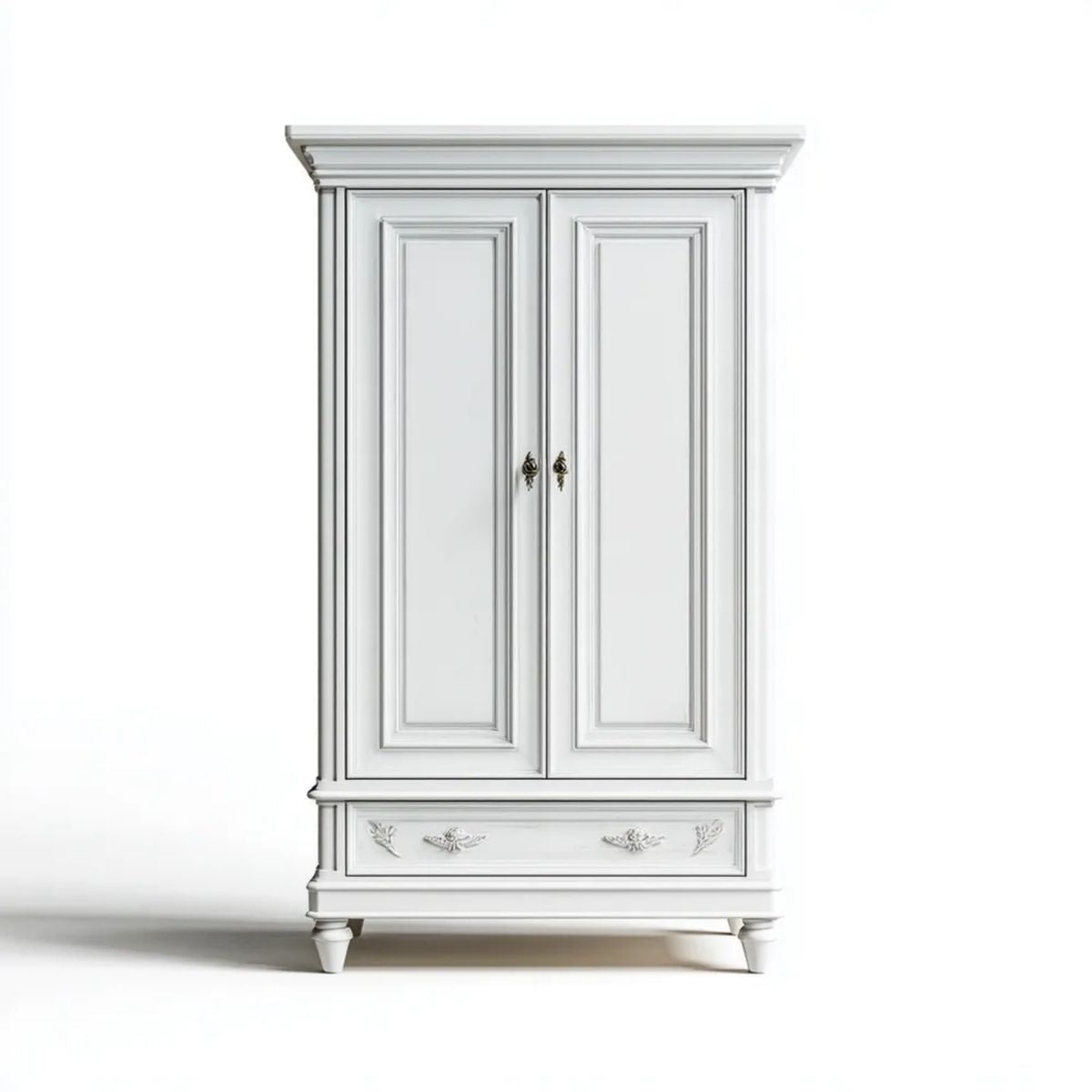Biała szafa dwudrzwiowa z płyty MDF 100 x 55 x 200 cm z szufladą