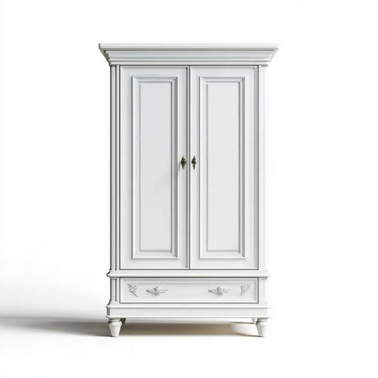 Biała szafa dwudrzwiowa z płyty MDF 100 x 55 x 200 cm z szufladą