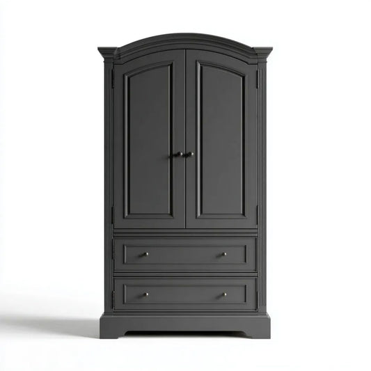 Czarna szafa dwudrzwiowa z płyty MDF, 2 szuflady, 100 x 55 x 210 cm