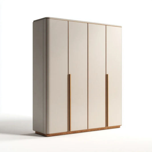 Czterodrzwiowa szafa z płyty MDF, beżowo-orzechowa, 200 × 60 × 220 cm