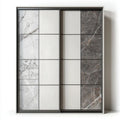 Szafa przesuwna z płyty laminowanej 200 × 60 × 220 cm jasnoszaro-antracytowo-czarna