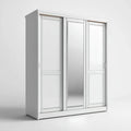 Biała szafa przesuwna z lustrem z płyty MDF, 180 × 60 × 220 cm
