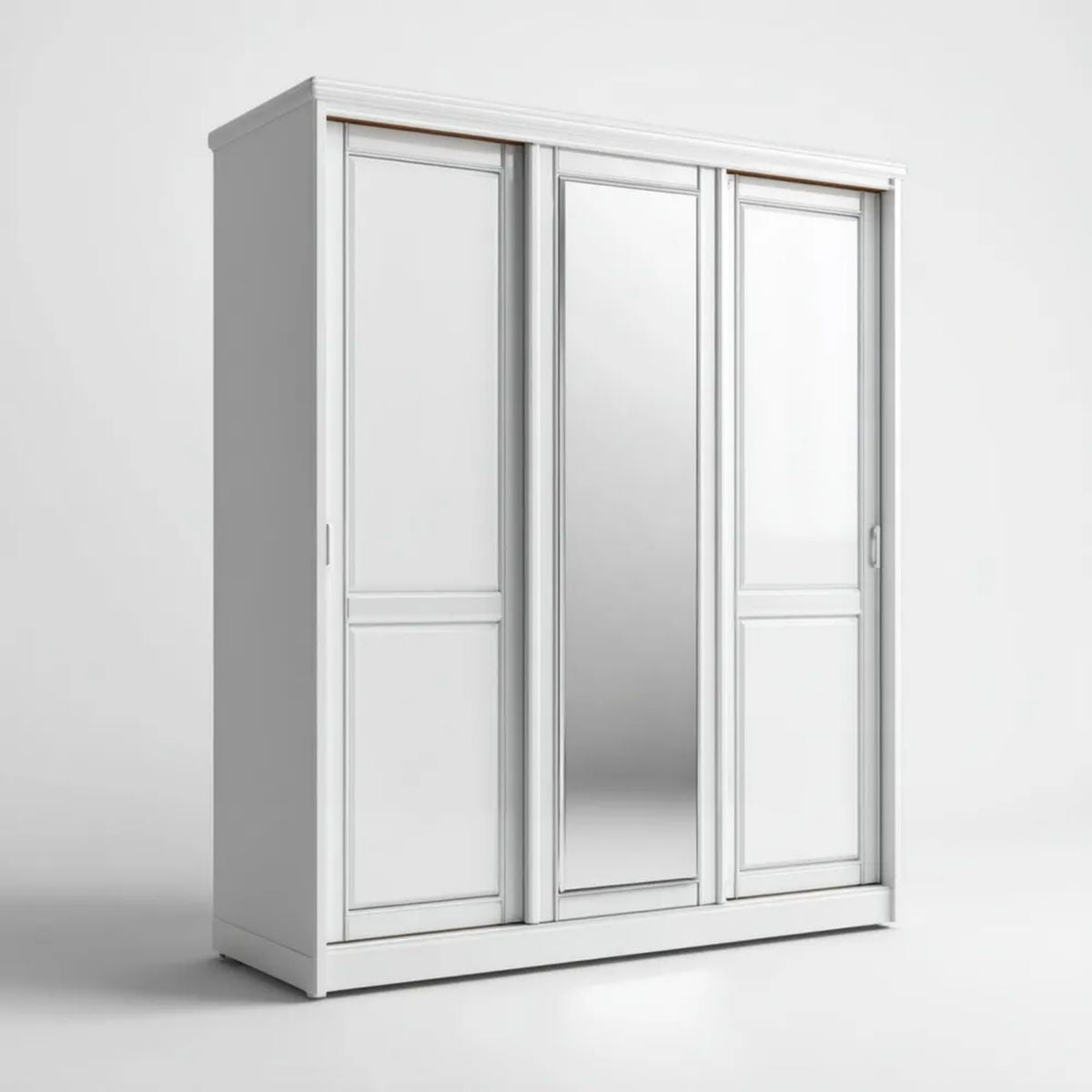 Biała szafa przesuwna z lustrem z płyty MDF, 180 × 60 × 220 cm