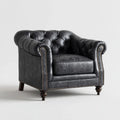 Fotel Chesterfield czarny ze skórą syntetyczną PU 112 × 95 × 78 cm