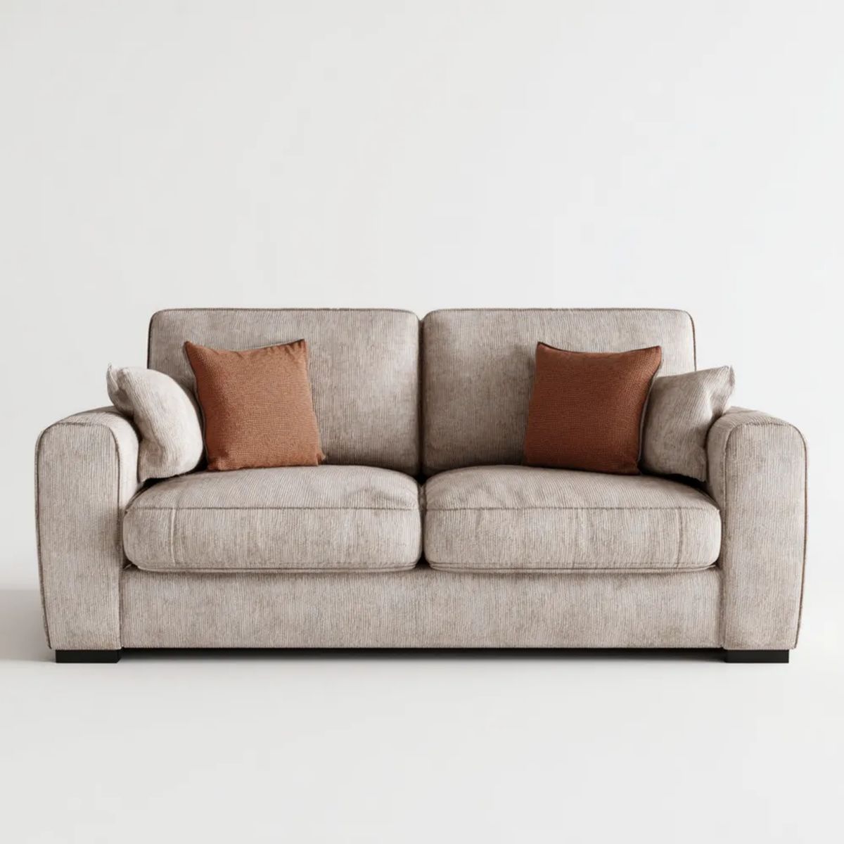 Beżowa sofa dwuosobowa z tapicerką sztruksową 180 × 90 × 85 cm