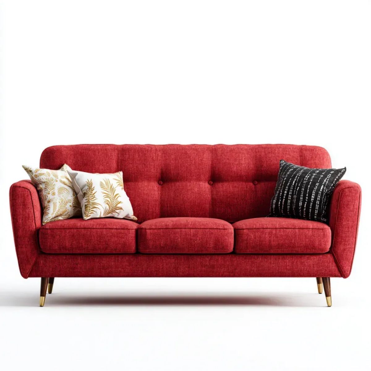Trzyosobowa sofa czerwona z tapicerką poliestrową, 210 x 90 x 85 cm