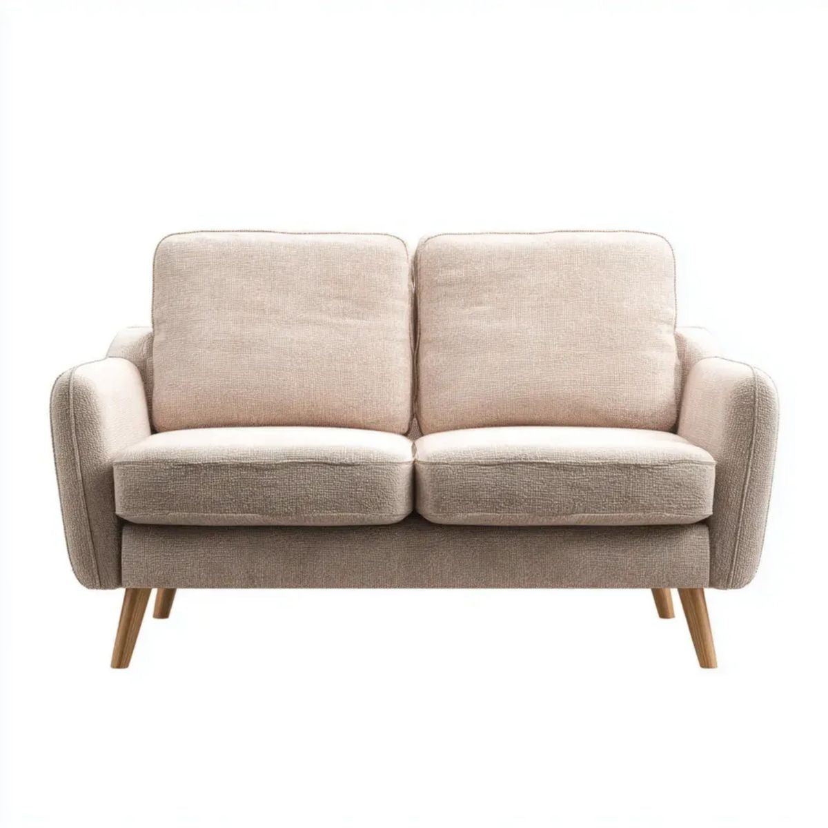 Beżowa sofa dwuosobowa z poliestru 145 × 82 × 85 cm