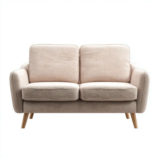 Beżowa sofa dwuosobowa z poliestru 145 × 82 × 85 cm
