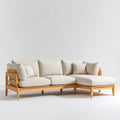 Kremowa sofa narożna w kształcie L z prawostronnym szezlongiem, drewno i poliester, 270 × 170 × 78 cm