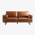 Dwuosobowa sofa brązowa ze skóry syntetycznej PU, 180 × 85 × 85 cm, czarne nogi