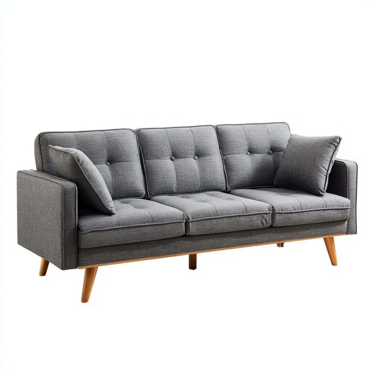 Sofa trzyosobowa szara z tapicerką poliestrową 210 x 85 x 86 cm