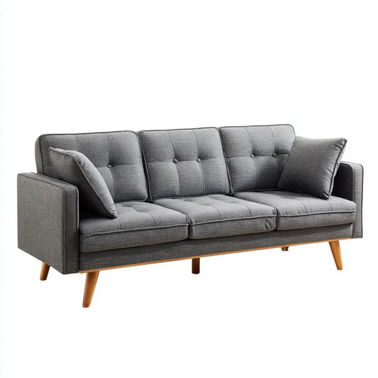Sofa trzyosobowa szara z tapicerką poliestrową 210 x 85 x 86 cm
