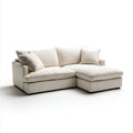 Beżowa sofa narożna z tapicerką sztruksową w kształcie L, 250 × 160 × 85 cm
