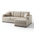 Prawostronna sofa narożna z szezlongiem kremowa, tapicerka poliestrowa, 250 x 160 x 88 cm