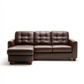 Brązowa sofa narożna z lewostronnym szezlongiem, tapicerka z ekoskóry, 250 × 160 × 88 cm