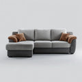 Szaro-brązowa sofa narożna z lewym szezlongiem, tapicerowana tkaniną, 250 × 160 × 90 cm