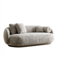 Trzyosobowa sofa z tapicerką z poliestru, szaro-złota, 230 x 100 x 75 cm, owalna