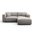 Szara sofa narożna z prawym szezlongiem, tapicerowana tkaniną, 250 × 160 × 85 cm