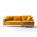 3-osobowa sofa narożna z prawostronnym szezlongiem, musztardowa, welur poliestrowy, 250 × 160 × 85 cm
