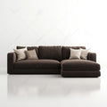 Prawostronna sofa narożna w kształcie L z tapicerką poliestrową, ciemnobrązowa, 280 x 165 x 85 cm