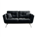 Dwuosobowa sofa czarna z tapicerką z mikrofibry, 180 x 88 x 85 cm