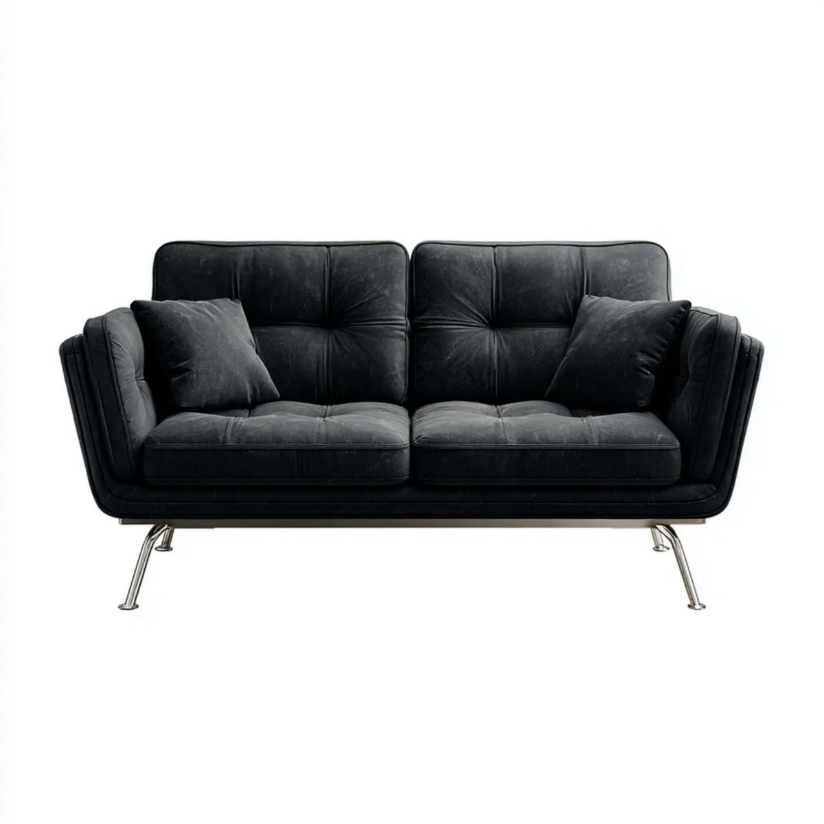 Dwuosobowa sofa czarna z tapicerką z mikrofibry, 180 x 88 x 85 cm