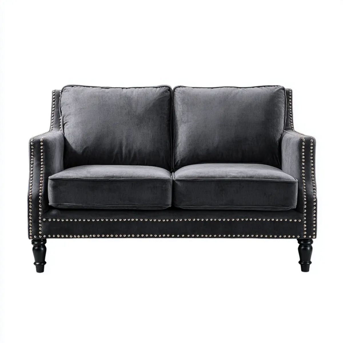 Dwuosobowa sofa aksamitna grafitowa 140 x 80 x 88 cm