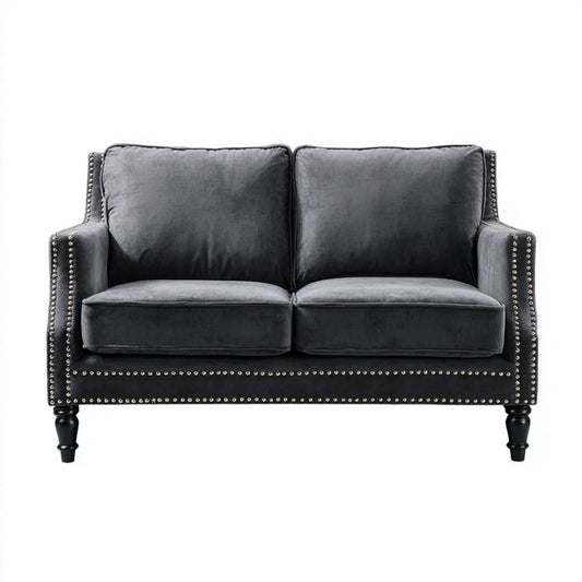 Dwuosobowa sofa aksamitna grafitowa 140 x 80 x 88 cm