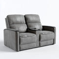 2-osobowa sofa kinowa z funkcją relaks, uchwytami na kubki, szara/czarna, poliester, 170 × 92 × 102 cm