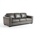 Sofa 3-osobowa szara ze skóry syntetycznej PU, 210 x 90 x 88 cm