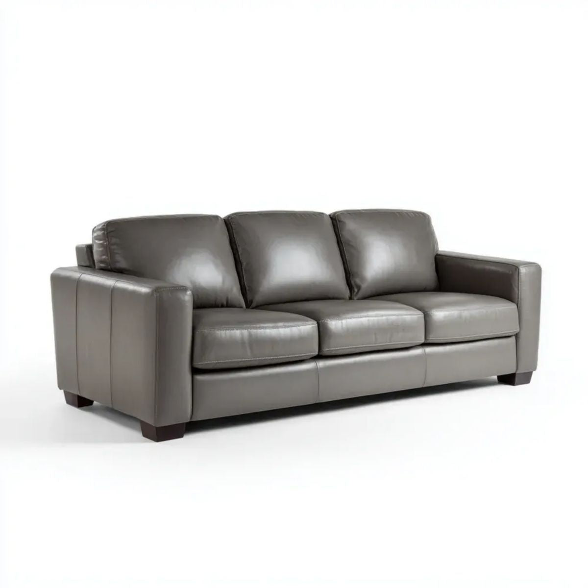 Sofa 3-osobowa szara ze skóry syntetycznej PU, 210 x 90 x 88 cm