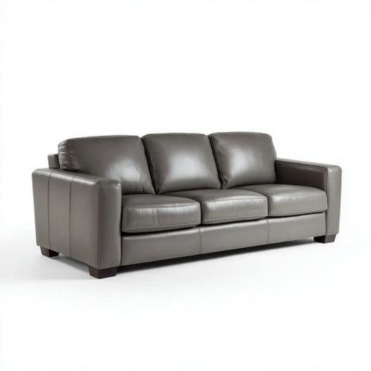 Sofa 3-osobowa szara ze skóry syntetycznej PU, 210 x 90 x 88 cm