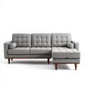 Prawostronna sofa narożna 3-osobowa w kształcie L z tkaniny poliestrowej, szara/brązowa, 220 x 150 x 86 cm