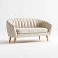 Kremowa sofa dwuosobowa z poliestru 160 x 82 x 78 cm, zaokrąglona